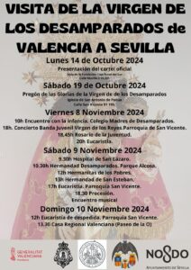 Programación de la visita de la Mare de Deu dels Desamparats a Sevilla